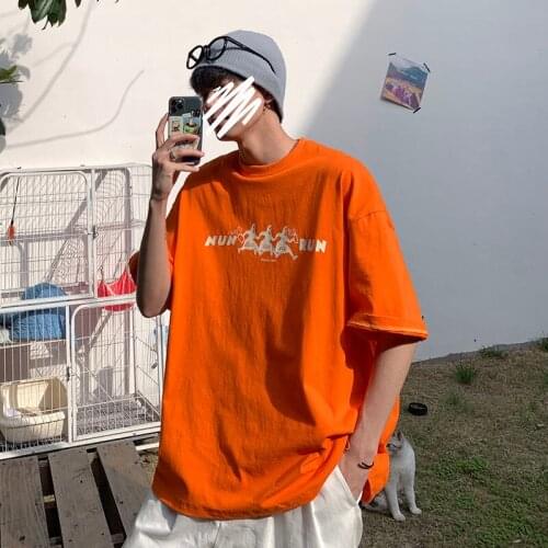 2021 latest summer mens short sleeve loose and versatile t-shirt mens trend half sleeve T-shirt