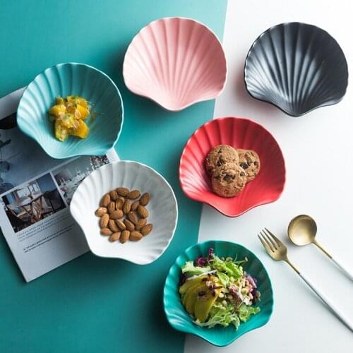 Nordic Heterosexual Ceramic Tableware Set Creative Home Breakfast Plate Matte Color Glaze Shell Salad Fruit Snack Plate