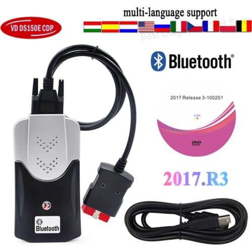 Vd ds150e cdp new vci bluetooth diagnostic tools for delphis cars trucks 2016.R0/2017.r3 Keygen obd2 scanner with LED 3 IN1