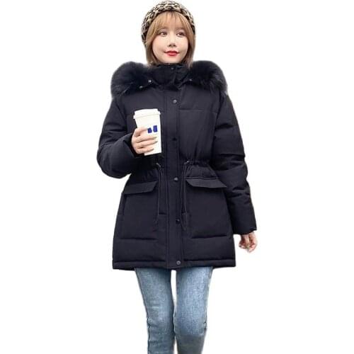 Winter 2021 Wwomens Coats New Korean Version Oof Parkas Fur Ccollar Detachable Hooded Down Padded Jacket Fashion Winter Clothes
