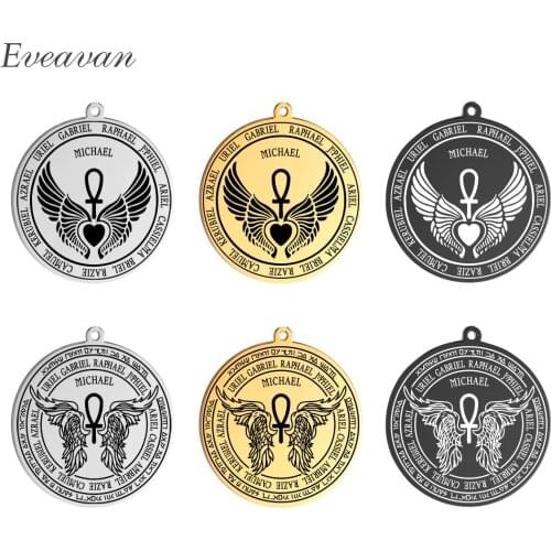 EUEAVAN 10pcs Saint Michael Archangel Coptic Cross Pendant for Necklace Stainless Steel DIY Charms Accessories Wholesale