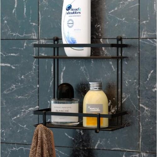 Bathroom Shower Shelves Two-Tier Hooked Bathroom Shelf Matt Black Bathroom Shower Rack