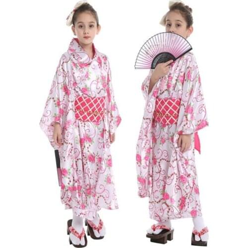 Full Set Kids Cosplay Japanese Costume Kimono Costume Halloween Birthday Masquerade Party Cosplay Costumes