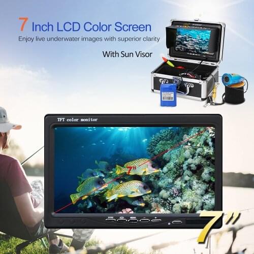 Portable 7" Inch Monitor 1000TVL Waterproof Underwater Fishing Camera Kit 24PCS Infrared IR LEDs Fish Finder