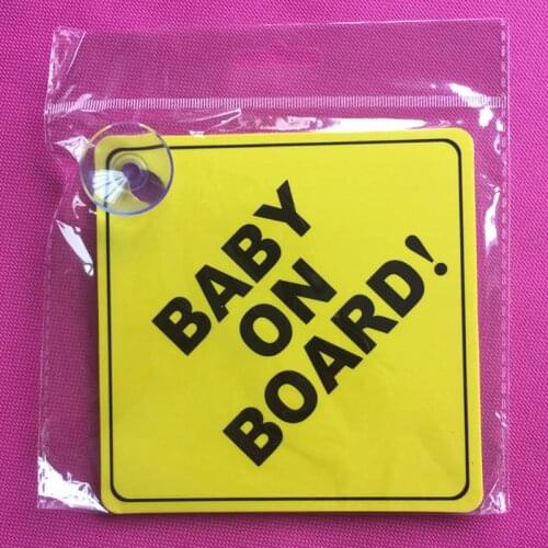 BABY ON BOARD Stroller Safety Car Window Sticker Yellow Reflective Warning Sign 57BA