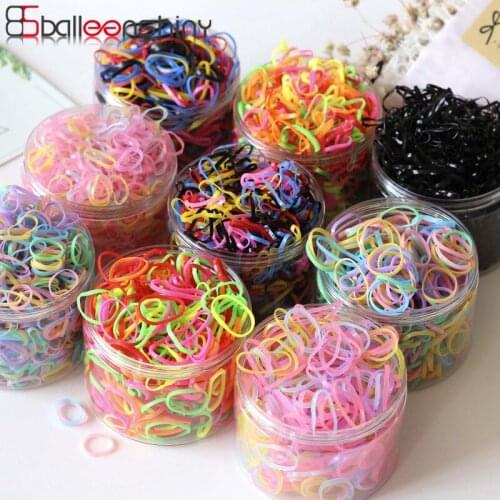 Balleenshiny 500PCS/Box Candy Color Disposable Mini Elastic Rubber Bands for Girl Silicone Gum Kid Children Hair Accessories
