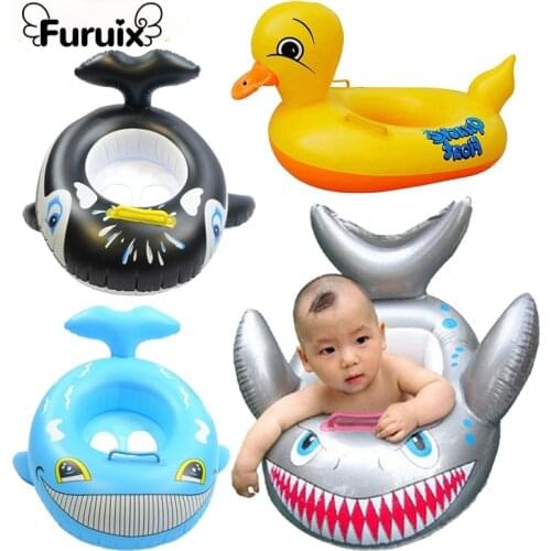 Shark Duck Shaped Gloat Kids Inflatable Baby Toddler Safe Swimming Swim Seat Float Pool Fish Ring