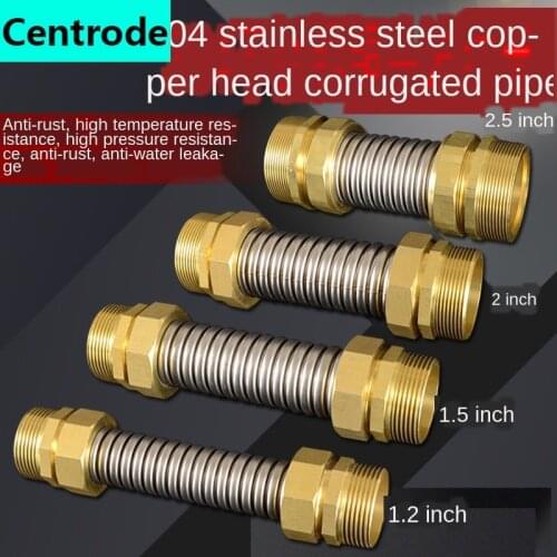 1.2 / 1.5 / 2 / 2.5 Inch Central Air Conditioning Bellows 304 Stainless Steel Metal Hose Thickened Copper Head Double Outer Wire