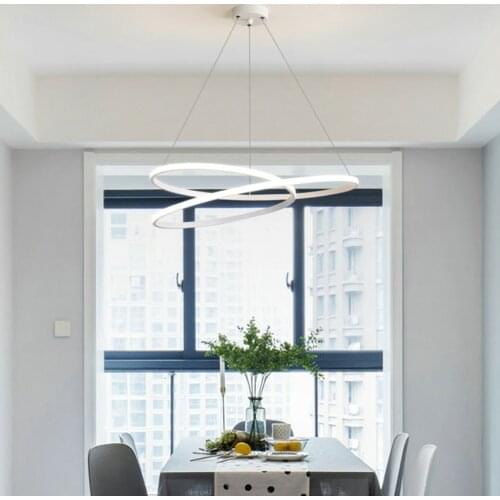 Nordic Hanging Ceiling Kitchen Latest Design Artistic Oval Creative Acrylic Circle Led Ring Chandelier Lamp Home Decor Lampara C