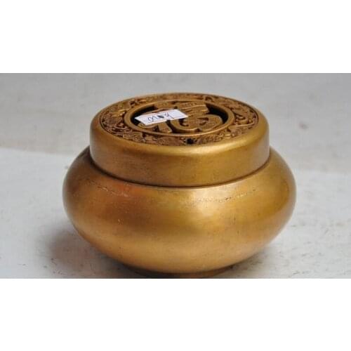 Old chinese pure bronze animal bat fu lucky statue incense burner Censer