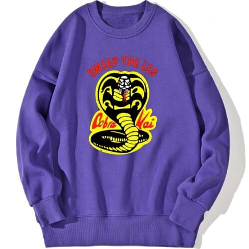 Cobra Kai Printing Drop shoulders Sweatshirt For Mens Fashion Casual Tops Hip Hop Long Sleeve Clothing Round Neck Retro Hombre