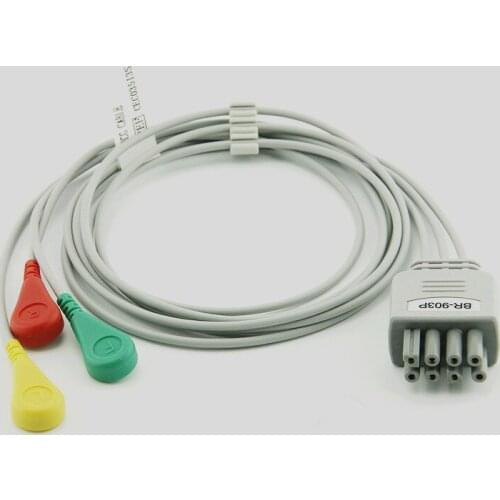 Nihon Kohden telemetry ECG cable lead wire 3-lead 8-pin for Nihon Kohden BR-903P 913 connection line button type 3-lead 8-pin