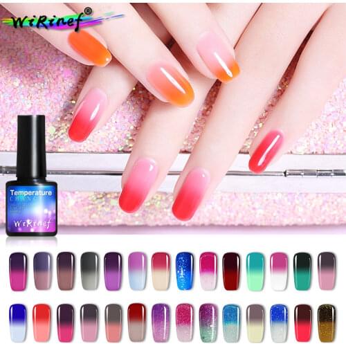 WiRinef Thermal Color Changing Gel Nail Polish Temperature Soak Off UV Gel Varnish Nail Art Semi Permanent Gel Polish