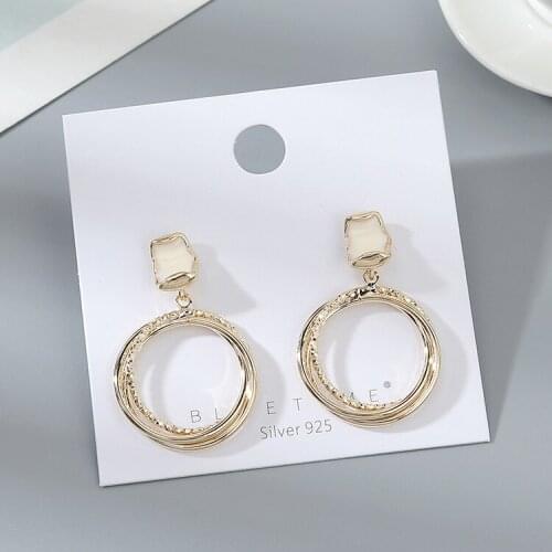 TONGKWOK Bohemia Exaggeration Dangle Earrings For Women Silk Thread Tassel Metal Long Chandelier Earrings #142577