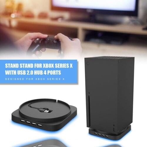 Game Console Cradle Electronic Machine Accessories Vertical Stand for Xbox Series X Game Console with USB 2.0 Hub 4 Ports