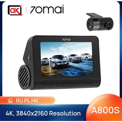 In Stock 70mai A800 4K A800S Built-in GPS ADAS Ultra HD UHD 2160P Resolution Rear Camera Parking Monitior SONY IMX415 140FOV