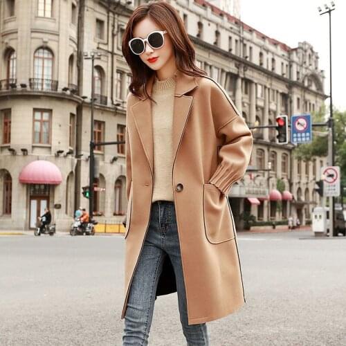 Elegant Large Size Woolen Coat Jacket Women Coat Woolen Coat For Women Spring And Autumn Loose Overcoat Veste Manteau Femme