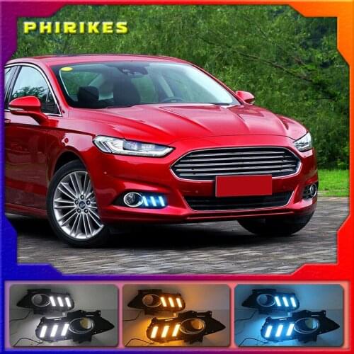 1Set For Ford Mondeo Fusion 2013 2014 2015 2016 Yellow Turning Signal Relay Waterproof Car DRL Lamp LED Daytime Running Light