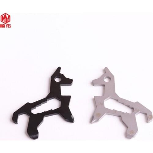 1PC Pony Shape Stainless Steel Screwdriver Wrench Opener Combination Tool Keychain Outdoor Multifunction EDC Tool Multitool