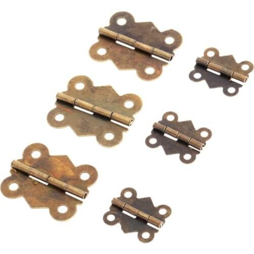 12Pcs 4 Holes Hinges Butterfly shape Antique Bronze Jewelry Chest Gift Box Wood Cabinet Door Window with screws Furniture