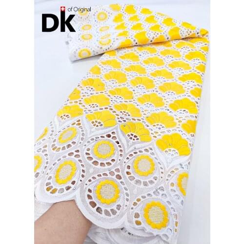 2.5 Yards African Lace Fabric 2021 Top Quality Dry Lace 100% Cotton In Switzerland Swiss Voile Lace Embroidery Dresses Material