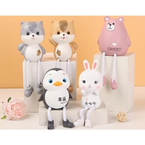 2pcs/set Kawaii Kids Room Decoration Bookshelf Ornaments Resin Miniature Figurines Desk Table Home Decor Girfriend Birthday Gift