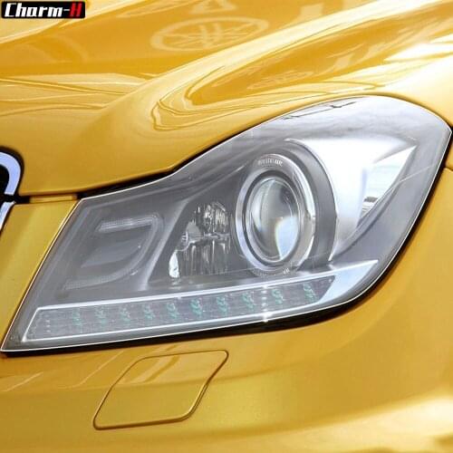 2Pcs Car Headlight Protective Film Transparent TPU Decal Sticker For Mercedes Benz C Class W204 C63 AMG 2011-2014 Accessories