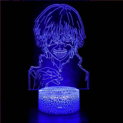 Kaneki Ken Touka Kirishima 3d Night Light for Anime Tokyo Ghoul PVC Action Figure Awakening Figurine Generation of Dark Jin Muya
