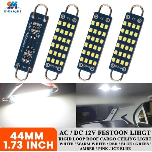 4pcs AC/DC 12V 44mm 1.73inch 24 SMD Rigid Loop 2016 Led Festoon Bulbs C5W C10W 561 Cargo Ceiling Dome Reading Roof Light White