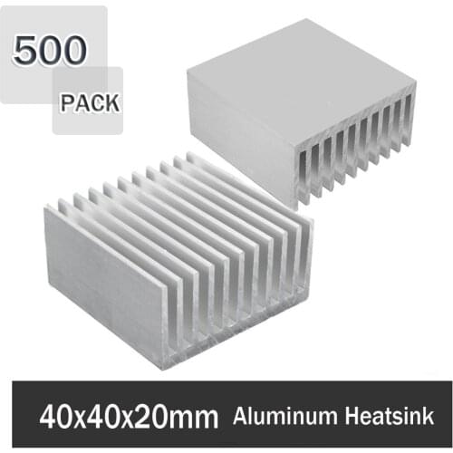 500Pcs Gdstime 40mm 4cm 40mm x 40mm x 20mm Cooling Accessories Heat Sink IC HeatSink Metal Aluminum Cooling Fin Fan