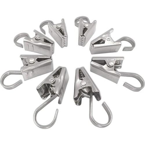896A 100pcs Curtain Clips with Hook Wide Flat Stainless Steel Shower Drapery Clip Home Decoration Outdoor Hanging Wire Holder