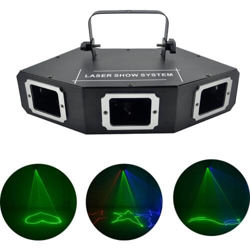 AUCD 3 Lens RGB Colorfull Beam Scan Optical Network Laser Lights 9CH DMX Disco Home Party Xmas DJ Projector Stage Lighting A-X3
