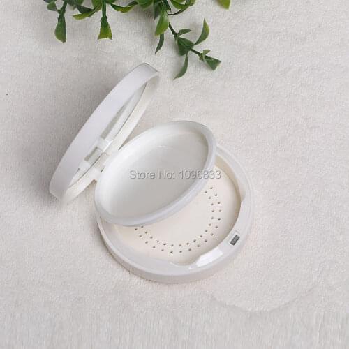 White Compact with Mirror Inner Dia.55MM Double Layers Make-up Powder Case, Empty Blushes Powder Compacts, 20pcs/Lot