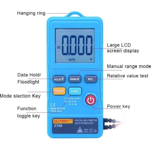 ZOYI ZT08 True-RMS Digital Multimeter 8000 Counts Ammeter Voltmeter Ohm Portable Meter Voltage Meter With Flash Light