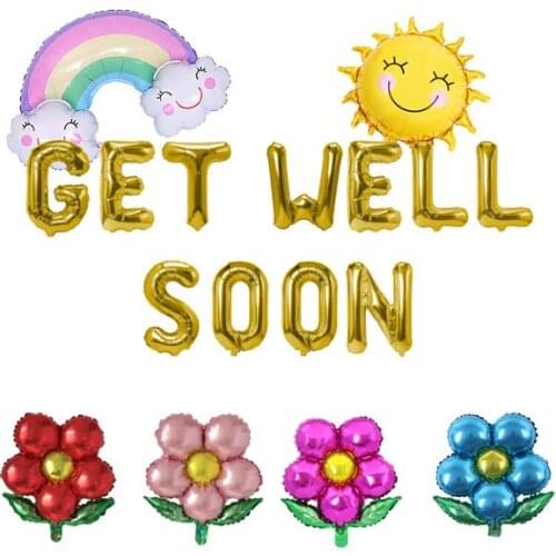 Decorative Foil Balloons Get Well Soon Helium Foil Balloons Bright Colored For Friends And Family Wish Theme Party Supplies