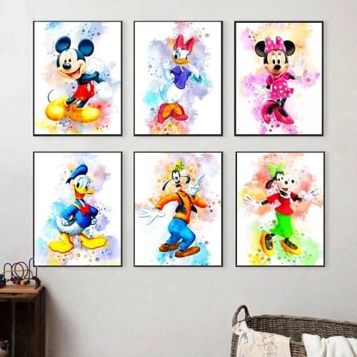 Disney Cartoon Mickey Mouse Canvas Painting Donald Duck Prints and Posters Wall Art Pictures for Kids Room Decoration Cuadros