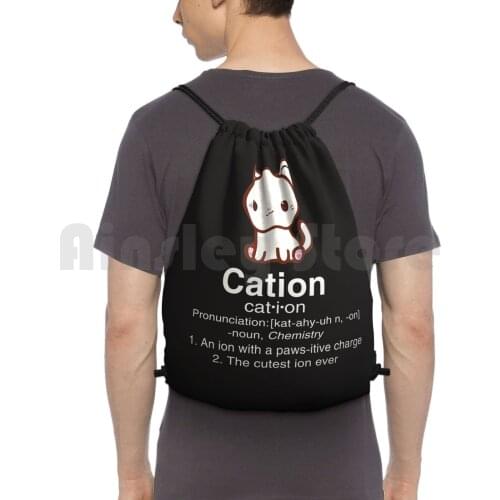 Cute Science Cat T Shirt-Cation Chemistry Desinition For Women Men Backpack Drawstring Bag Riding Climbing Gym Bag Cat