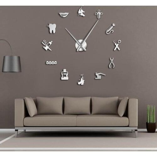 Dentist DIY Giant Wall Clock Dental Doctor Oversized Wall Clock Big Needle Mirror Dentist Office Decor Dentist Gift Doctor Art