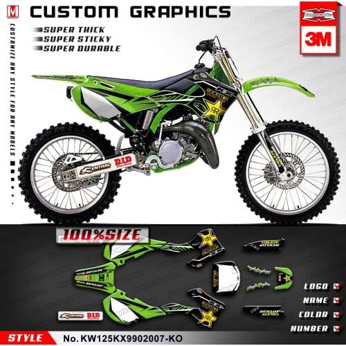 KUNGFU GRAPHICS Personalised Stickers Motocross Decals Complete Wrap Kit for KX 125 KX 250 KX125 KX250 1999 2000 to 2002