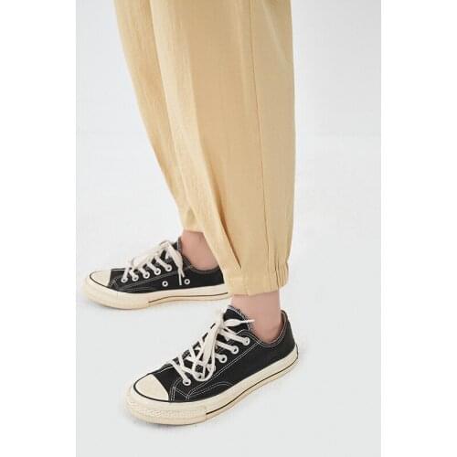 INMAN Summer Bottom Causal Solid Color Minimal Design Front Wrinkle Women Girl Jogger Trouser Pant