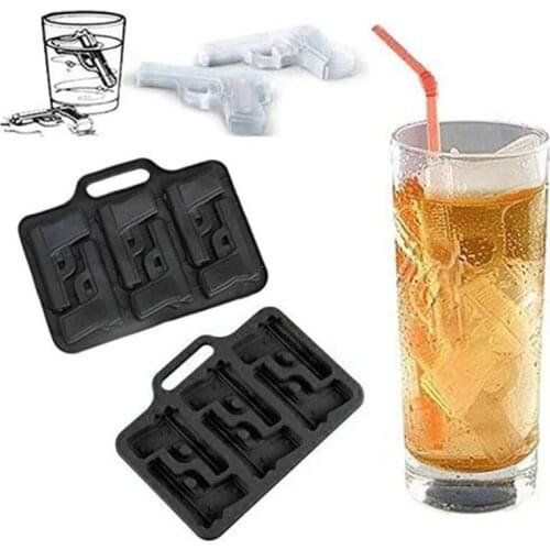 Creative Toy gun Shape Ice Cube Tray Funny Mould Silicone DIY Ice Cube Tray 6 Holes Flexible Ice Cube Maker for Home Party