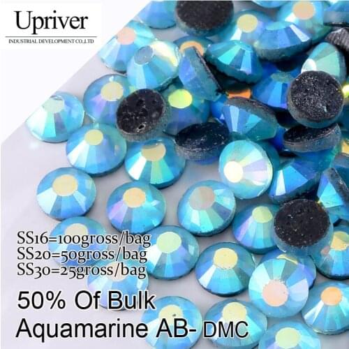 Bulk Packing Shiny Stones Flatback Best Quality SS16 SS20 SS30 Aquamarine AB Hotfix Rhinestones