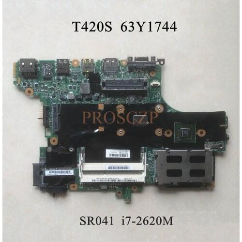 For LENOVO T420S T420SI Laptop motherboard SR041 I7-2620M CPU N12P-NS2-S-A1 GT540M GPU with 63Y1744 100% full tested