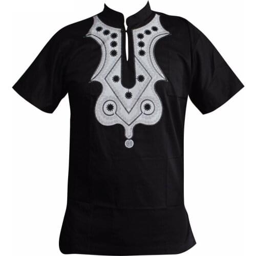 Muslim T-Shirts Embroidered Slim African Dashiki Top Ankara Mans clothing рубашка мужская