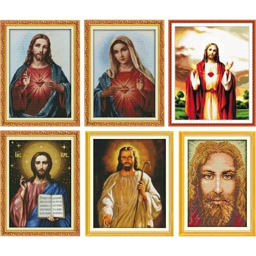 Sacred Heart Counted Cross Stitch Kit Patterns 11CT 14CT Needlework Sets Printed Canvas on Bedroom Wall for Embroidery Decor Set