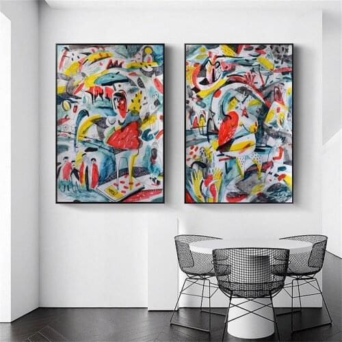 Posters and Prints on Canvas Wall Art Abstract Painting Woman Before and After Marriage Pictures for Living Room Home Decoration