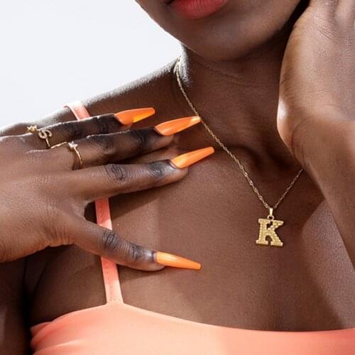 Letter Charm Neckaces For Women Boho Jewelry Stainless Steel Gold A-Z Alphabet Initial Necklace Christmas Gift Bijoux Femme