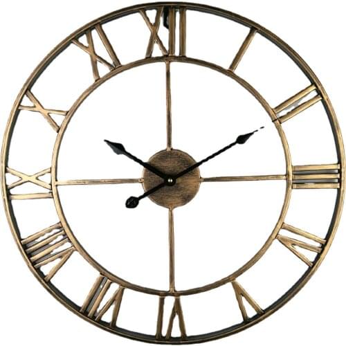 Roman clock wall clock Nordic retro metal wrought iron modern design living room coffee shop quartz clock bedroom decoration
