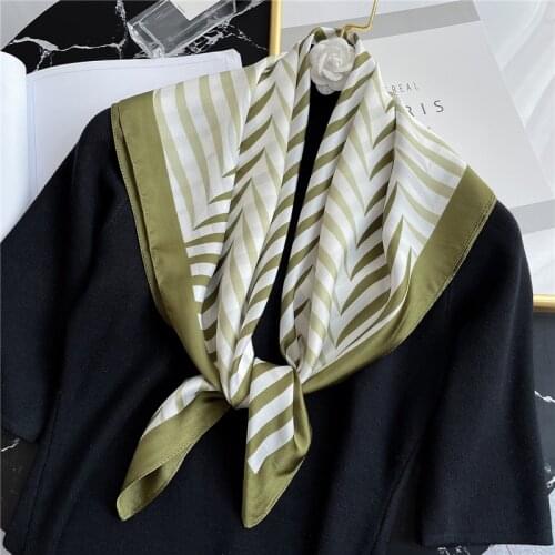Silk Square Scarf Female Foulard Bandana Striped Neck Hairband 2021 New Spring Neckerchief Women Soft Bandana Scarves