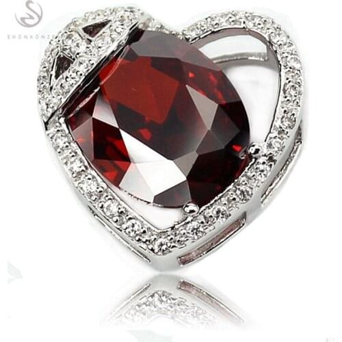 SHUNXUNZE Big Wedding jewelry pendants charms Heart Love dropshipping Pink blue Red Cubic Zirconia Rhodium Plated R852 R855 R858